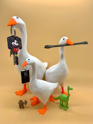 Untitled Goose Key Holder Magnetic_ Tool Holder Magnetic_ Home Miniature Decoration_Untitled Goose Miniature (3D Printed)_Holiday Event Gift - image1